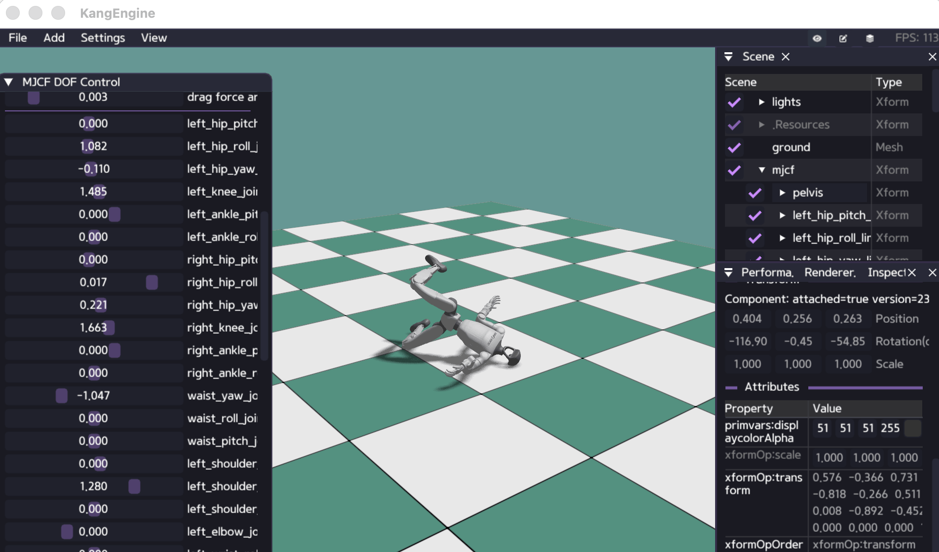 Robot with DOF control panel